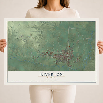 Map of Riverton, Wyoming, 18 x 24 inch unframed archival matte print