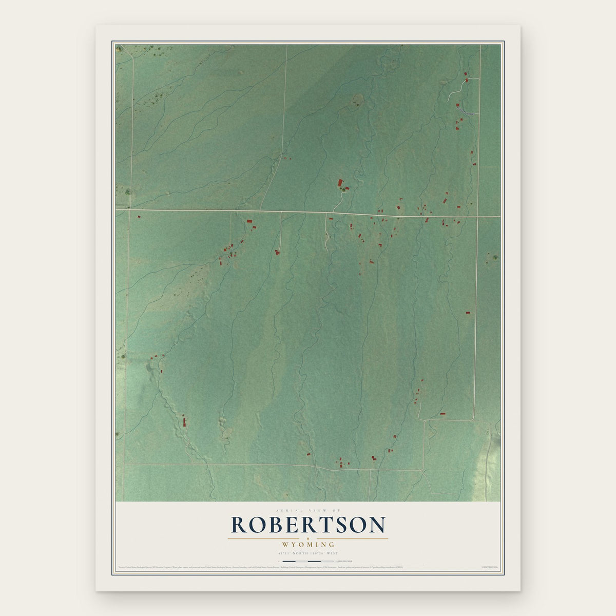 Robertson, Wyoming map print, the full design
