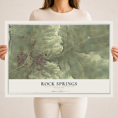 Map of Rock Springs, Wyoming, 18 x 24 inch unframed archival matte print