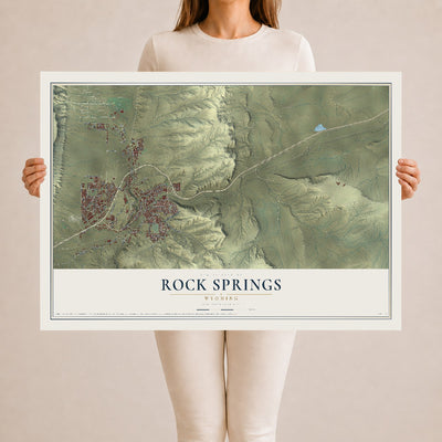 Map of Rock Springs, Wyoming, 24 x 36 inch unframed archival matte print