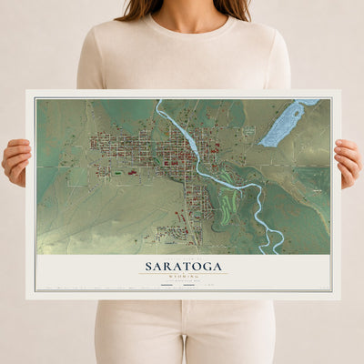 Map of Saratoga, Wyoming, 12 x 18 inch unframed archival matte print