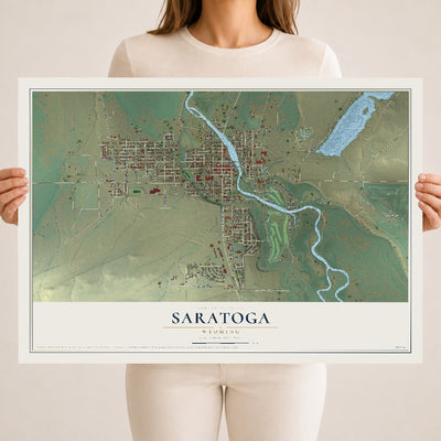 Map of Saratoga, Wyoming, 18 x 24 inch unframed archival matte print