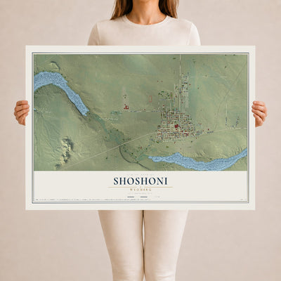 Map of Shoshoni, Wyoming, 24 x 36 inch unframed archival matte print