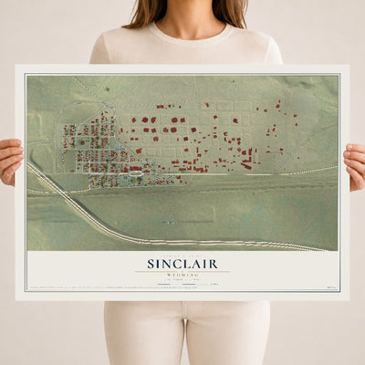 Map of Sinclair, Wyoming, 18 x 24 inch unframed archival matte print