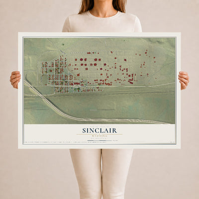 Map of Sinclair, Wyoming, 24 x 36 inch unframed archival matte print