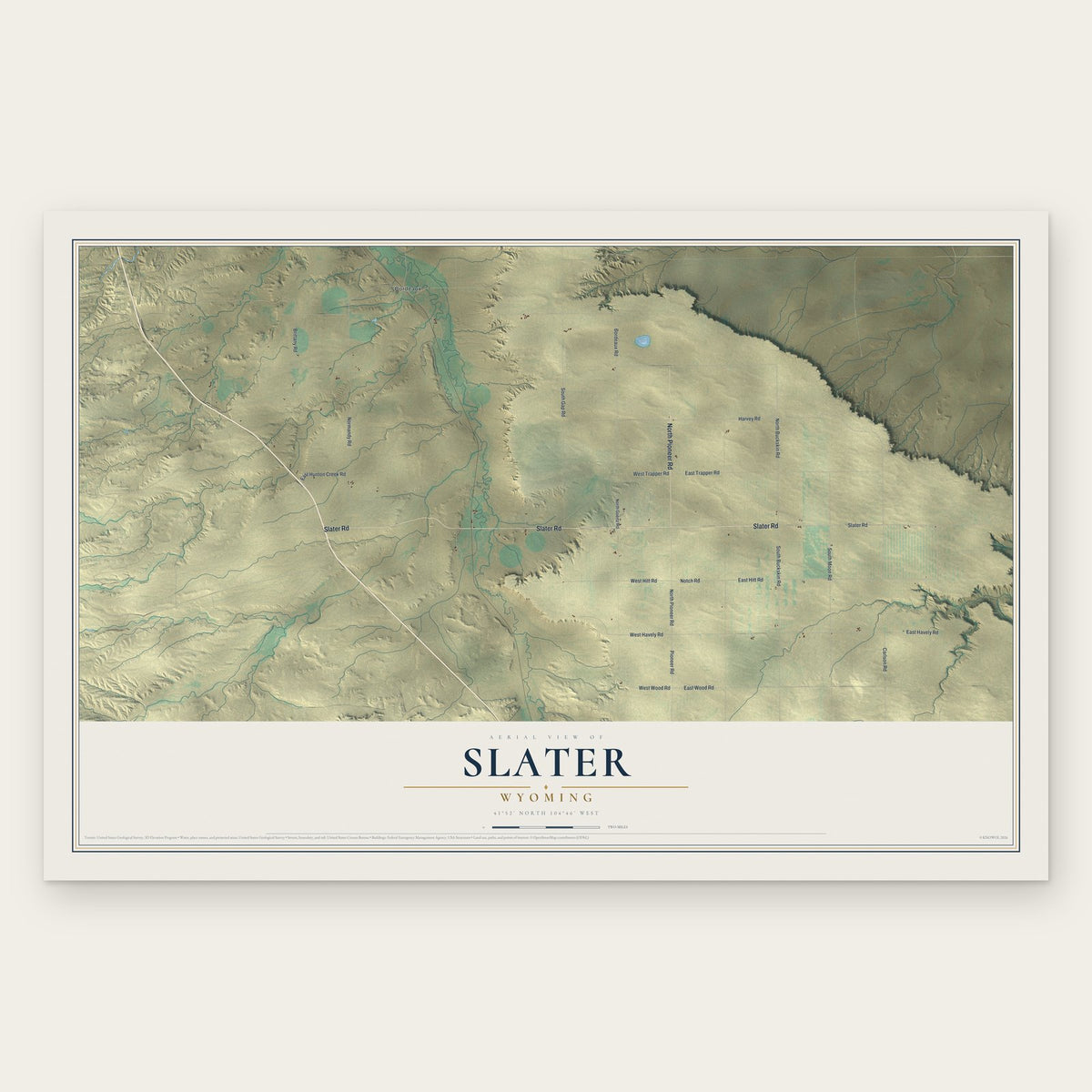 Slater, Wyoming map print, the full design