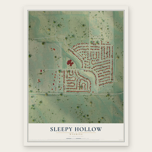 Sleepy Hollow, Wyoming map print, the full design