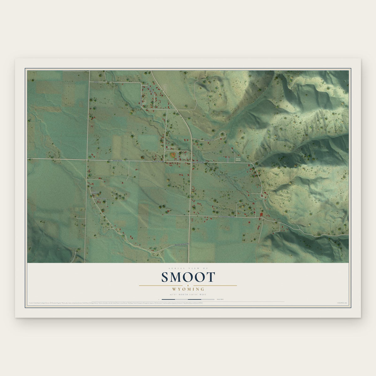 Smoot, Wyoming map print, the full design