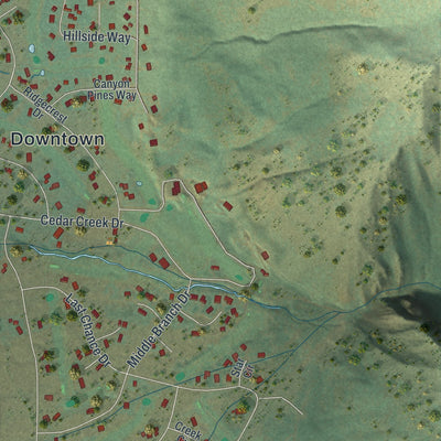 Close-up of the map of Star Valley Ranch, Wyoming print showing street and building detail