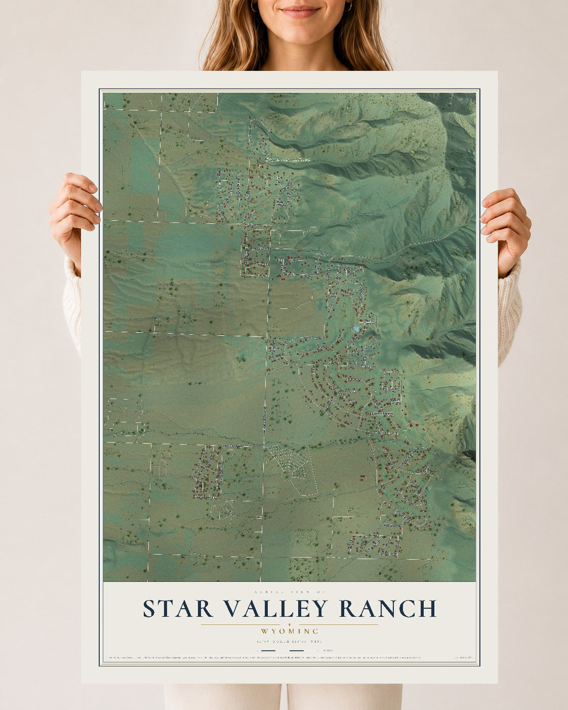 Map of Star Valley Ranch, Wyoming, 24 x 36 inch unframed archival matte print