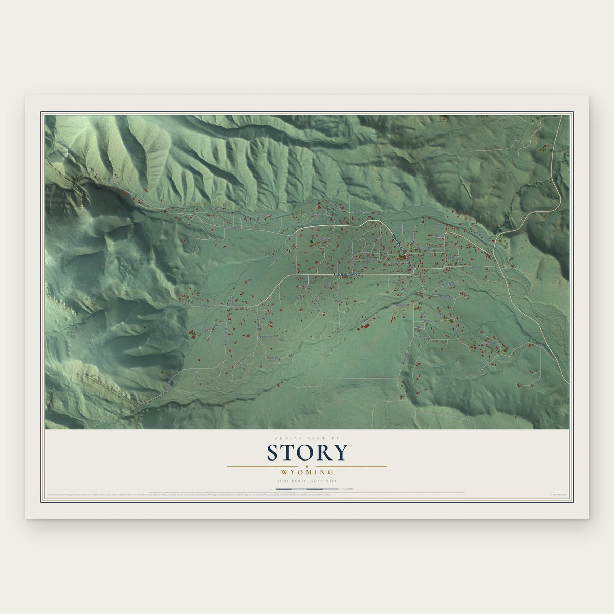 Story, Wyoming map print, the full design