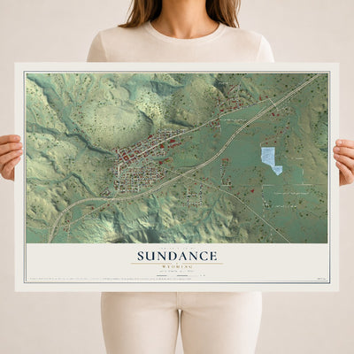Map of Sundance, Wyoming, 18 x 24 inch unframed archival matte print