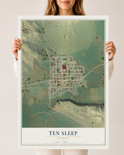 Map of Ten Sleep, Wyoming, 24 x 36 inch unframed archival matte print