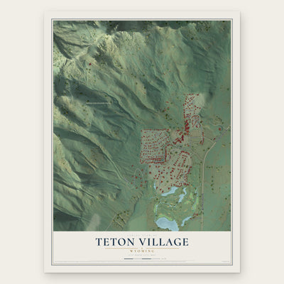 Teton Village, Wyoming map print, the full design