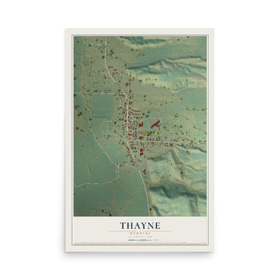 Map of Thayne, Wyoming, 12 x 18 inch unframed archival matte print