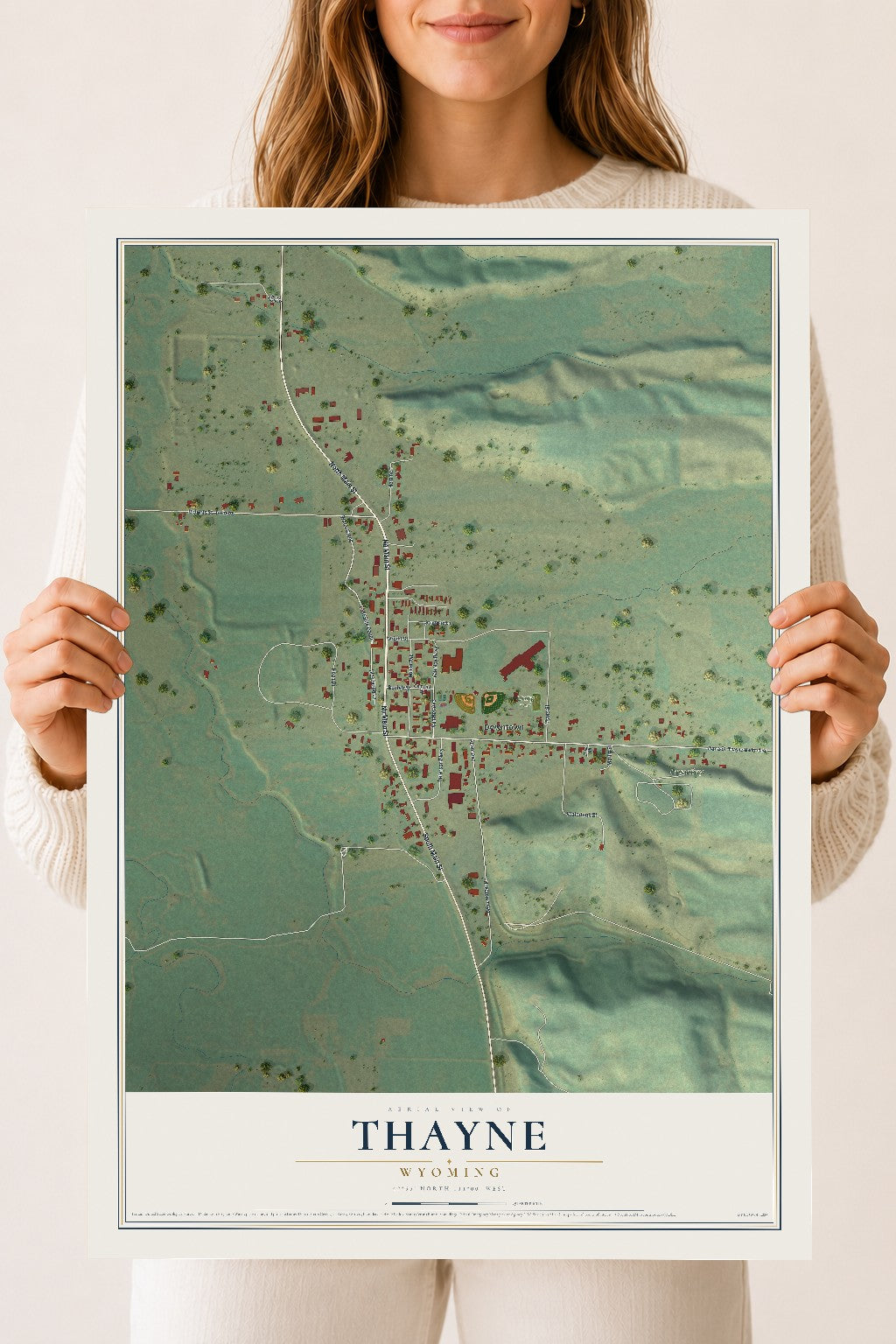 Map of Thayne, Wyoming, 18 x 24 inch unframed archival matte print