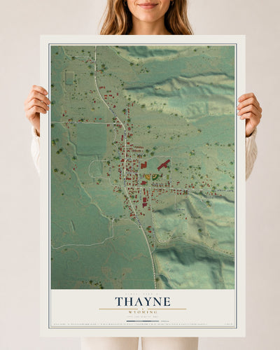 Map of Thayne, Wyoming, 24 x 36 inch unframed archival matte print