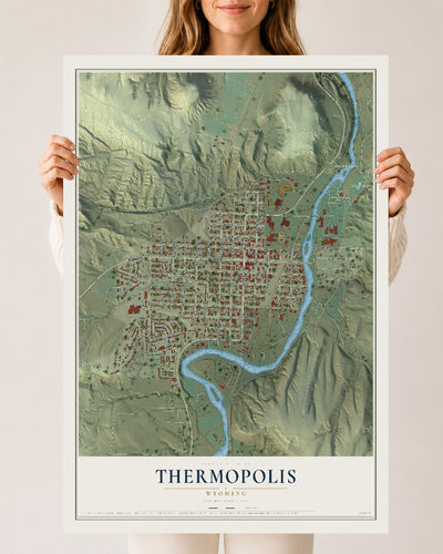 Map of Thermopolis, Wyoming, 24 x 36 inch unframed archival matte print