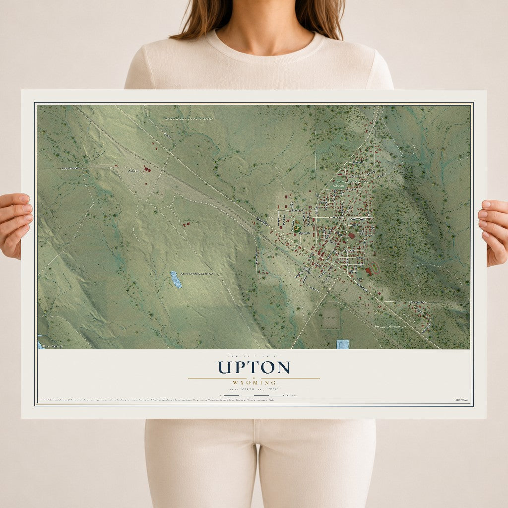 Map of Upton, Wyoming, 18 x 24 inch unframed archival matte print