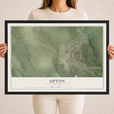 Map of Upton, Wyoming, 18 x 24 inch print in a black wood frame