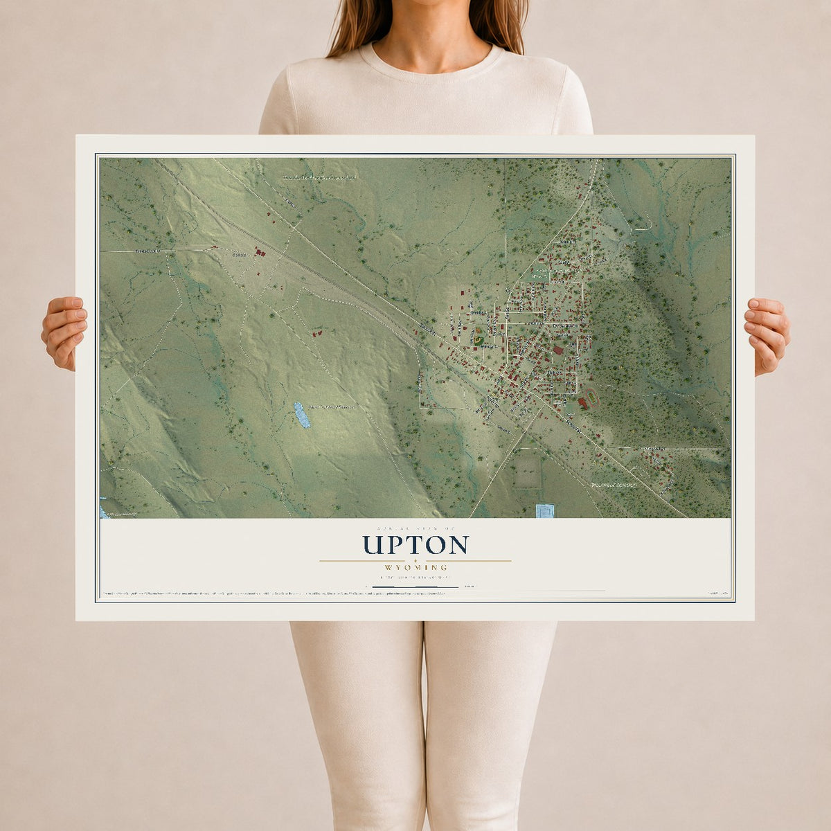 Map of Upton, Wyoming, 24 x 36 inch unframed archival matte print