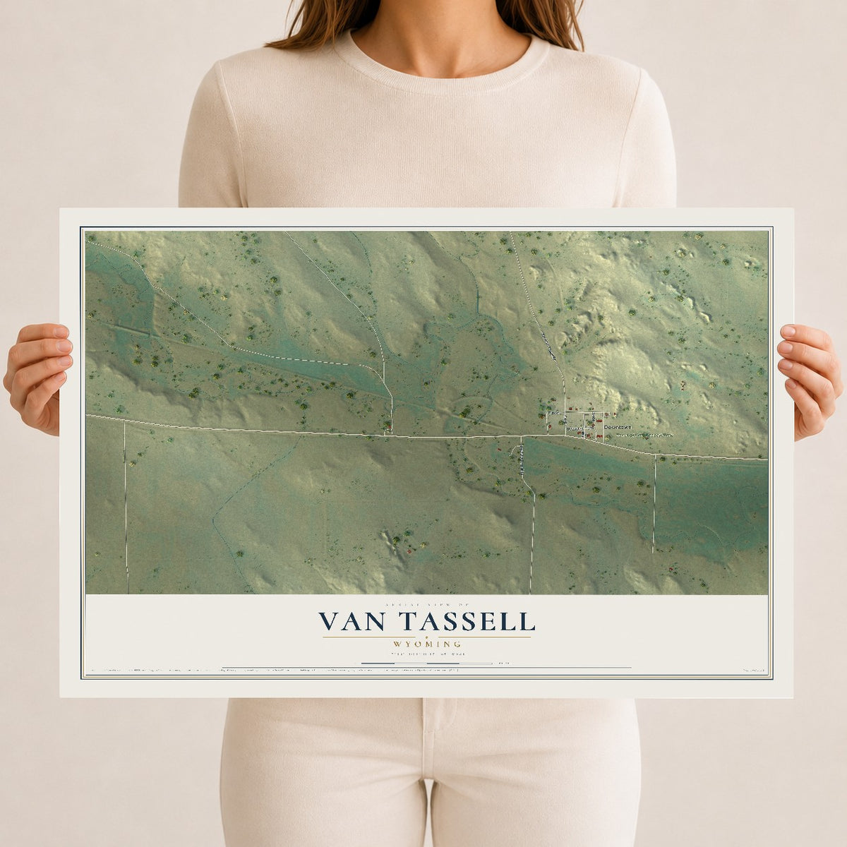 Map of Van Tassell, Wyoming, 12 x 18 inch unframed archival matte print