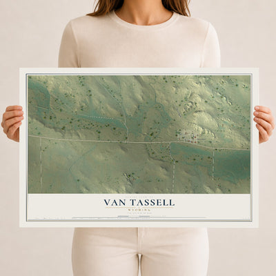Map of Van Tassell, Wyoming, 12 x 18 inch unframed archival matte print