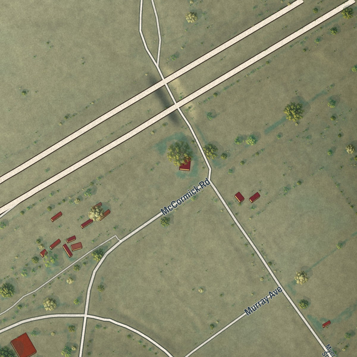 Second close-up of the map of Wamsutter, Wyoming print showing more streets and buildings