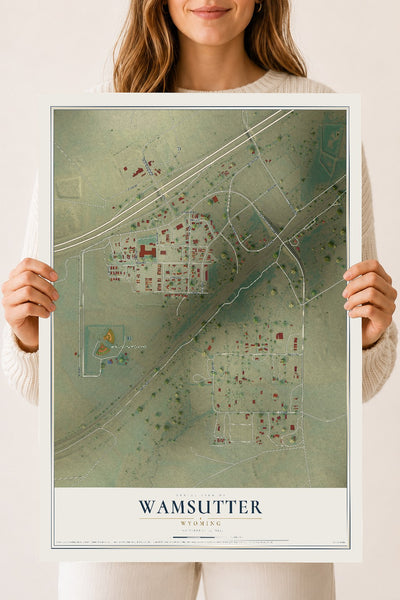 Map of Wamsutter, Wyoming, 18 x 24 inch unframed archival matte print