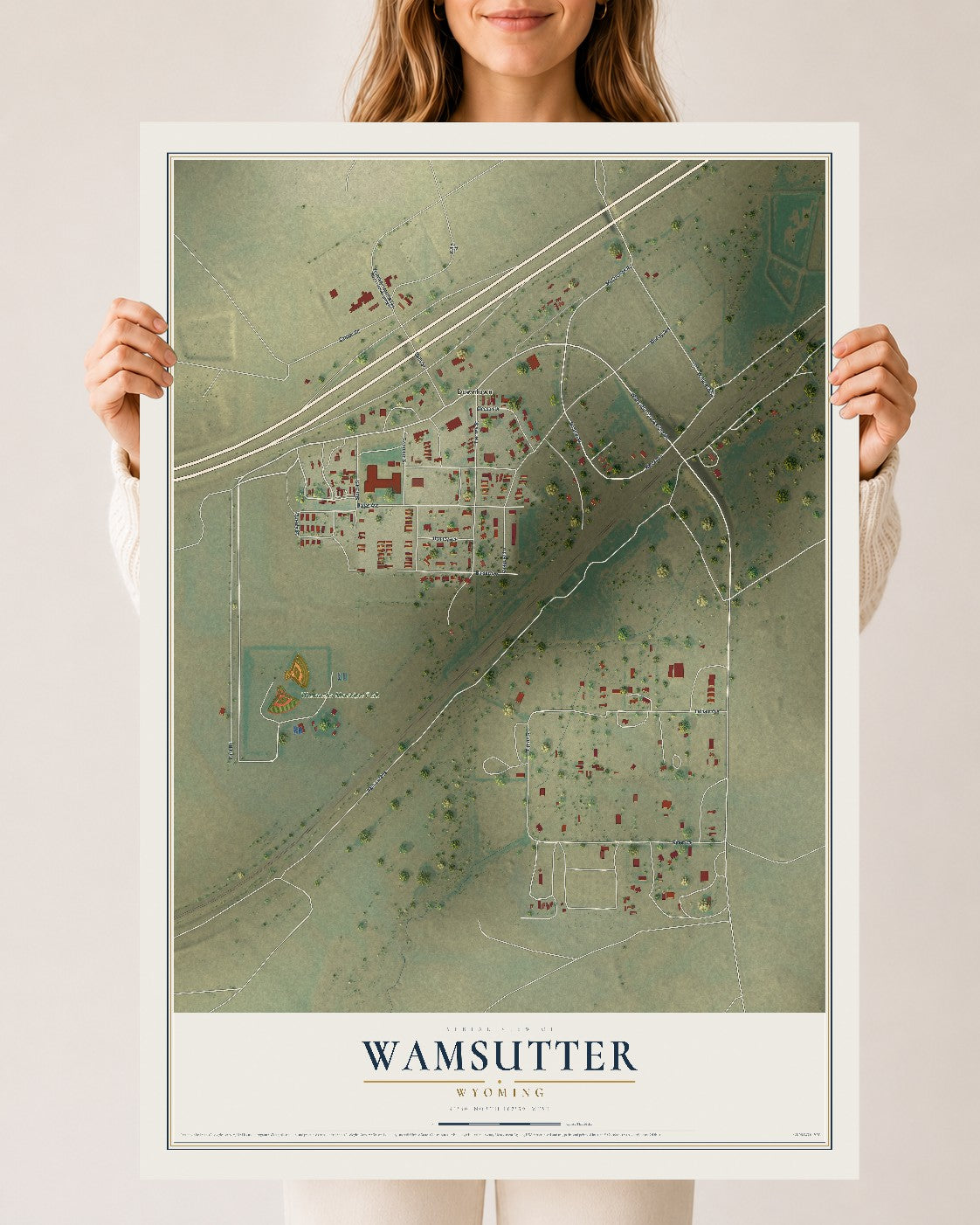 Map of Wamsutter, Wyoming, 24 x 36 inch unframed archival matte print