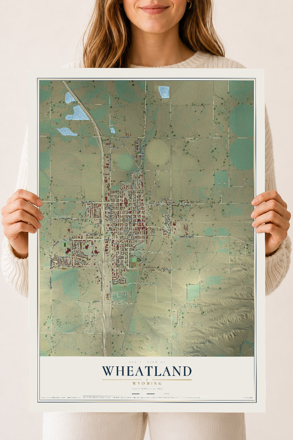 Map of Wheatland, Wyoming, 18 x 24 inch unframed archival matte print