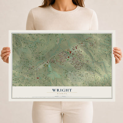 Map of Wright, Wyoming, 12 x 18 inch unframed archival matte print