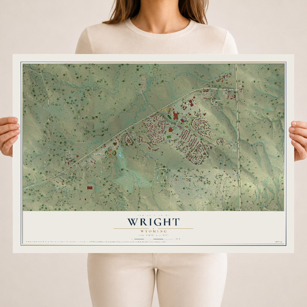 Map of Wright, Wyoming, 18 x 24 inch unframed archival matte print