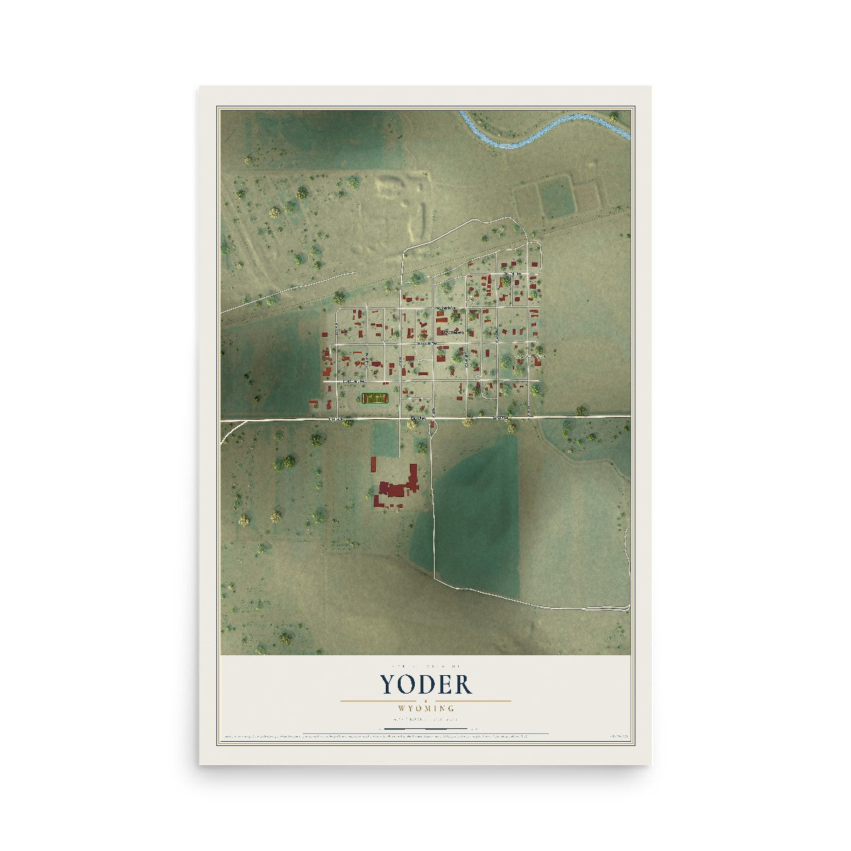 Map of Yoder, Wyoming, 12 x 18 inch unframed archival matte print