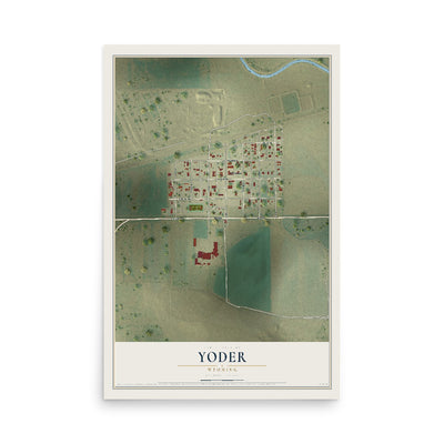 Map of Yoder, Wyoming, 12 x 18 inch unframed archival matte print