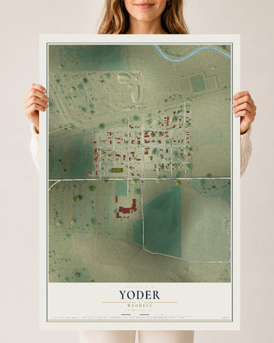 Map of Yoder, Wyoming, 24 x 36 inch unframed archival matte print
