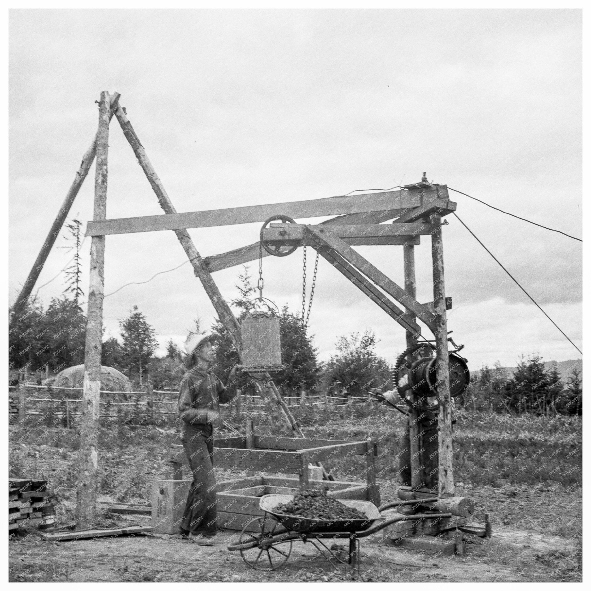 Kytta Family Building a Well Michigan Hill 1939 - Available at KNOWOL