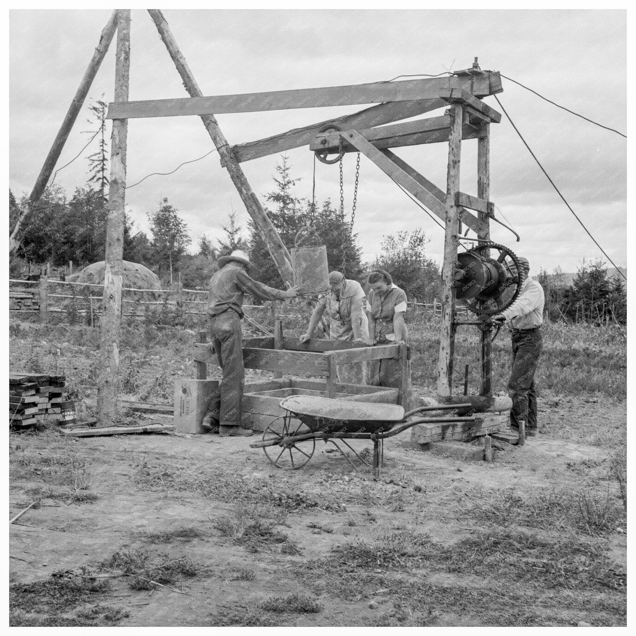 Kytta Family Building Well in Thurston County 1939 - Available at KNOWOL