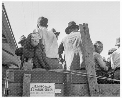 Labor Contractors Truck with Pea Pickers California 1939 - Available at KNOWOL