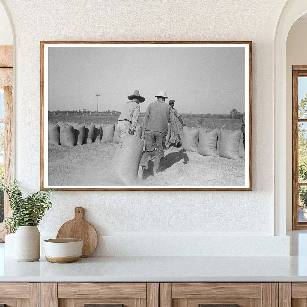 Laborers Transporting Rice in Crowley Louisiana 1938 - Available at KNOWOL