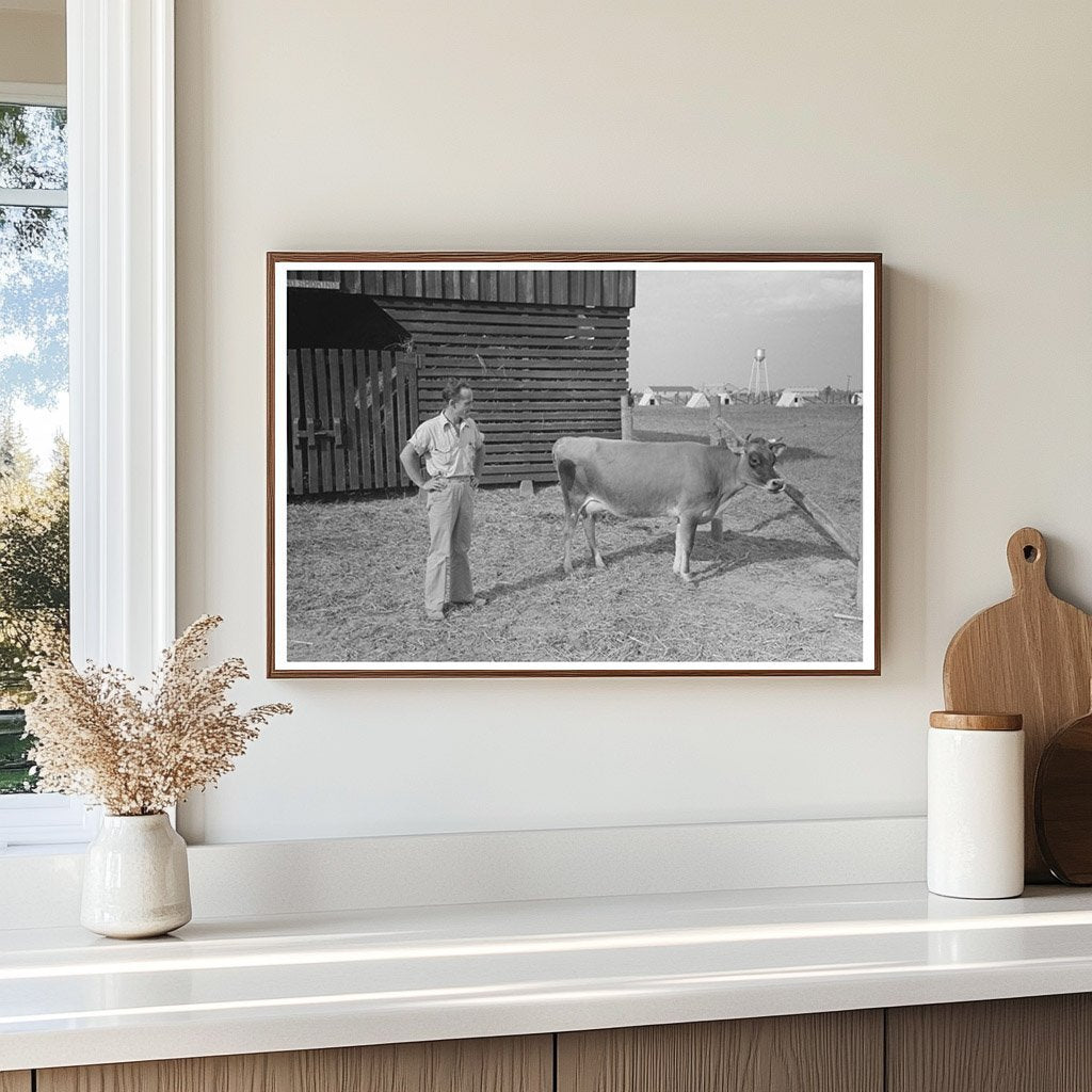 Lake Dick Cooperative Farmer with Cow Arkansas 1938 - Available at KNOWOL