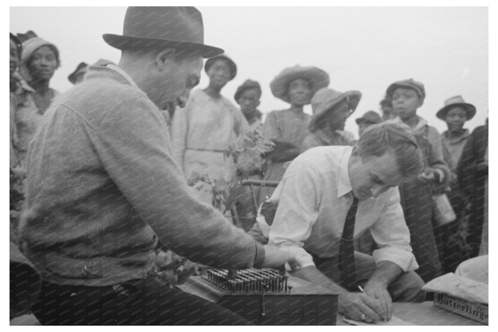 Lake Dick Project Cotton Picker Payment Scene 1938 - Available at KNOWOL