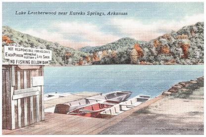 Lake Leatherwood Arkansas Vintage Postcard 1930 - 1945 - Available at KNOWOL