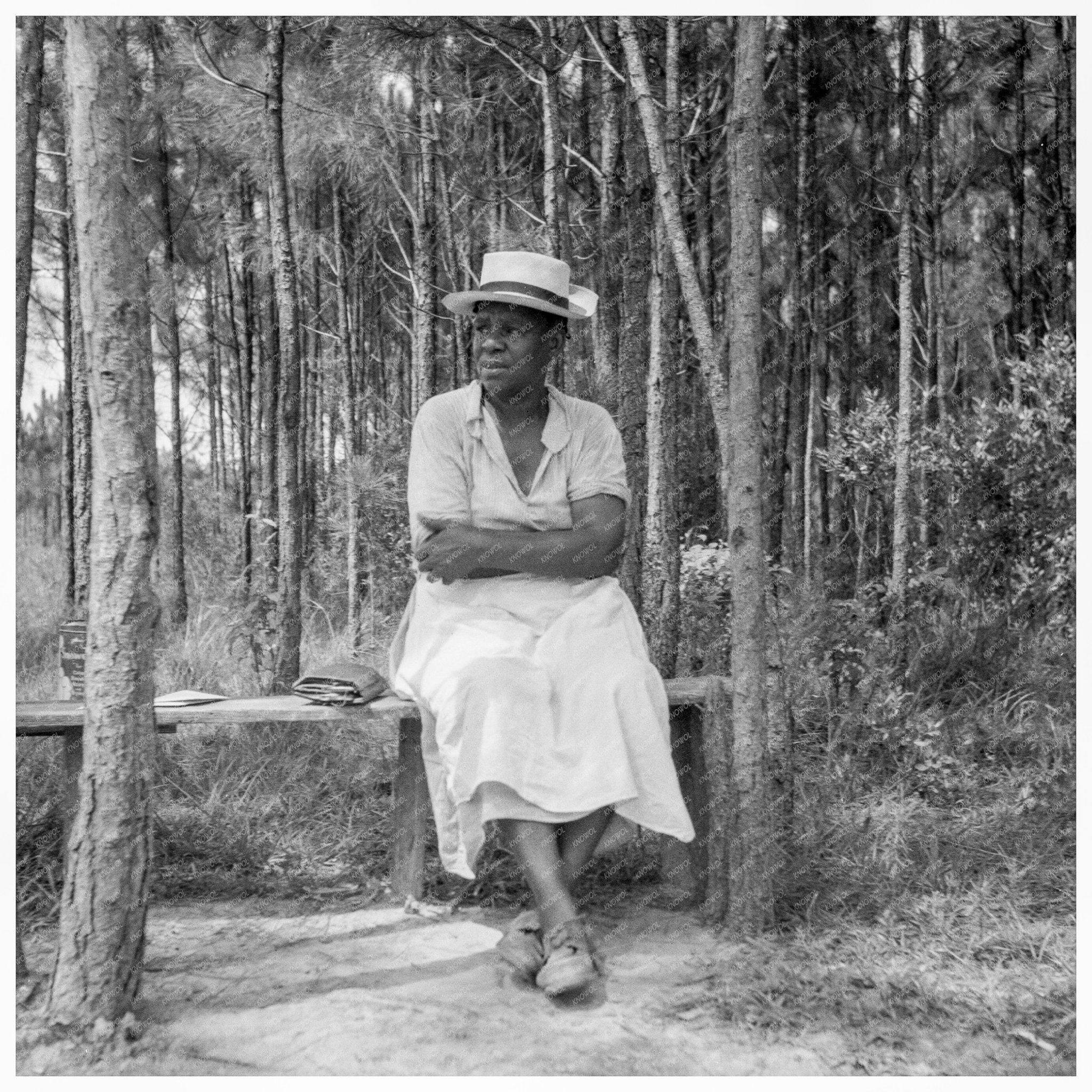 Landowner Waiting for Bus in Rural Mississippi 1937 - Available at KNOWOL