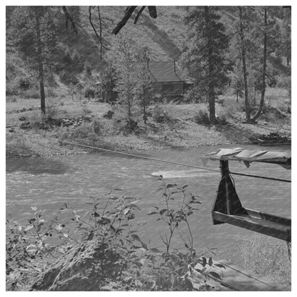 Lemhi County Idaho Cable Car Over Salmon River 1942 - Available at KNOWOL