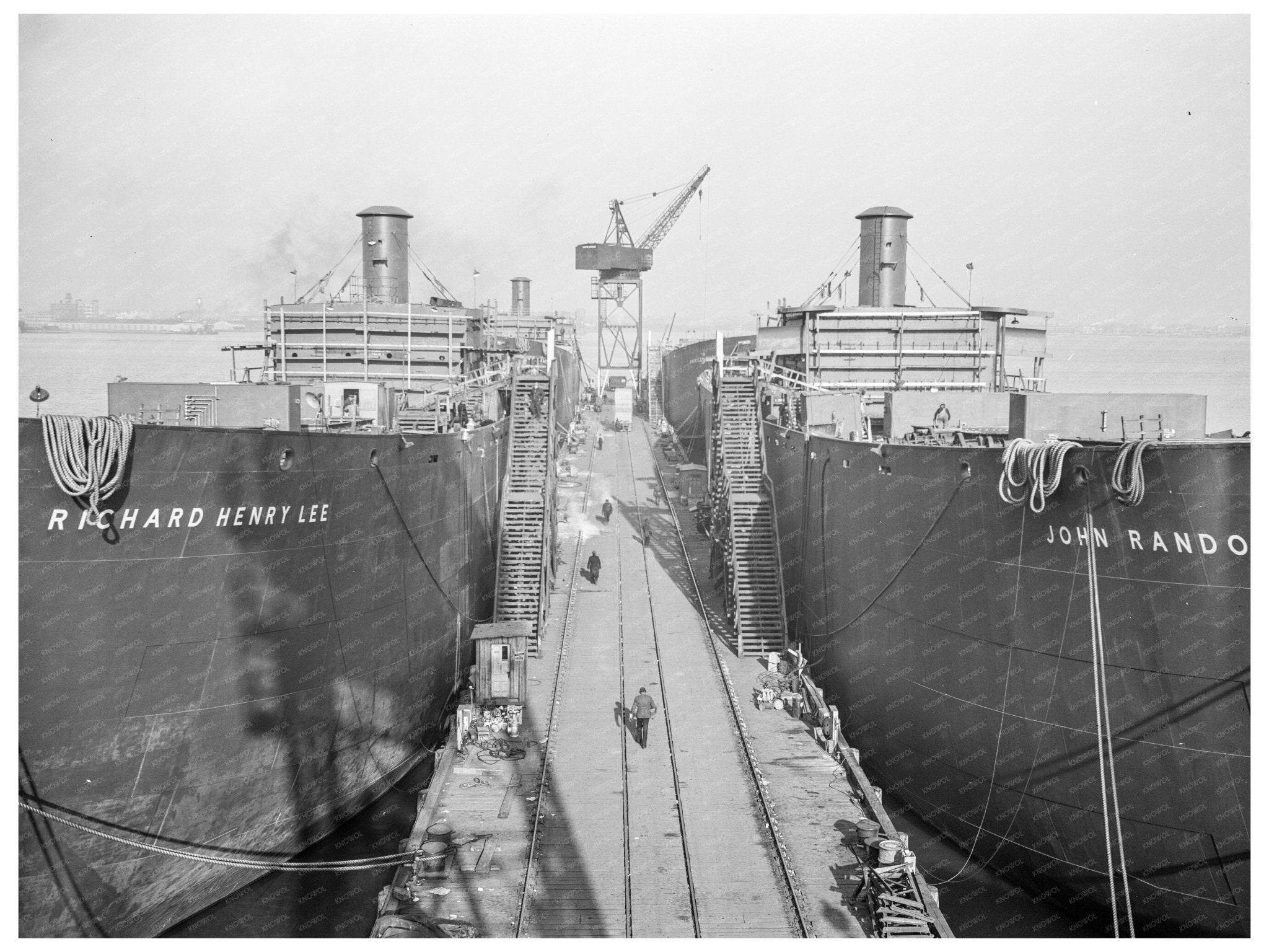 Liberty Ships at Bethlehem - Fairfield Shipyards 1944 - Available at KNOWOL