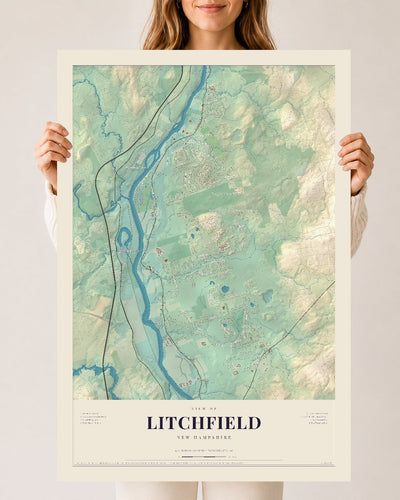 Litchfield, New Hampshire map print, 24 x 36 archival matte print