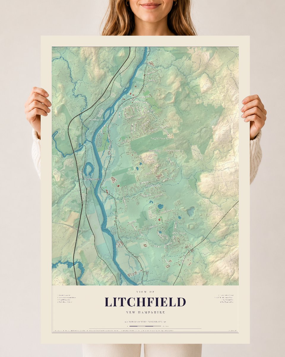 Litchfield, New Hampshire map print, 24 x 36 archival matte print