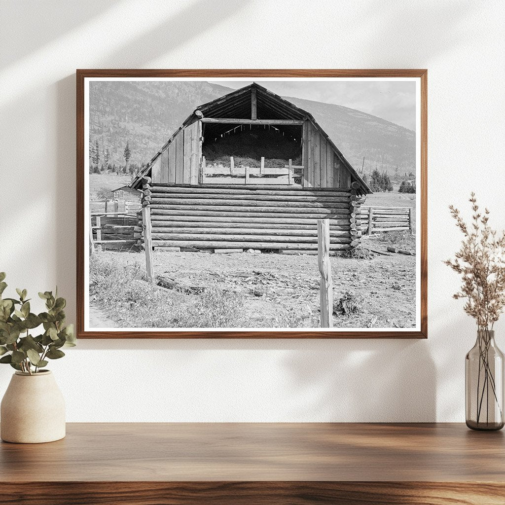 Log Barn in Boundary County Idaho 1939 FSA Collection - Available at KNOWOL