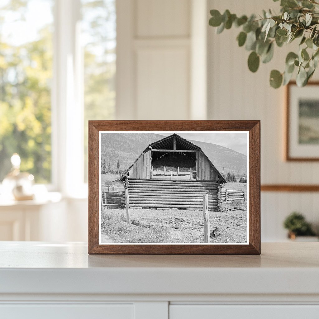 Log Barn in Boundary County Idaho 1939 FSA Collection - Available at KNOWOL